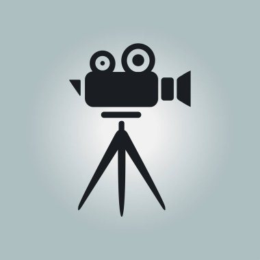 Sinema kamera simgesi. Düz tasarım stili. Vektör Eps 10.