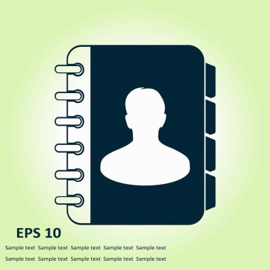 Adres Defteri simgesini. Düz tasarım stili. Eps10.