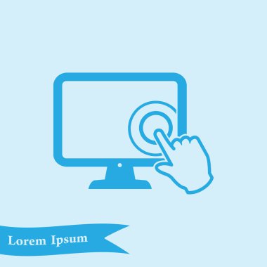 Ekran monitör simgeye dokunun. El işaretçi simgesi.