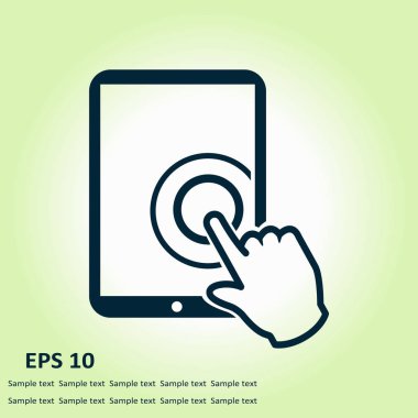 Değmek perde tablet Pc işareti simgesi. El işaretçi simgesi. 