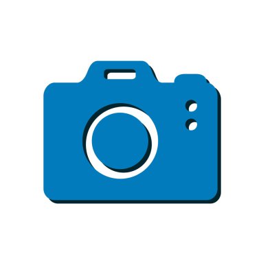 Fotoğraf makinesi simgesi. DSLR kamera simgesi. Dijital kamera. Düz tasarım biçimi. 