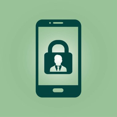 Internet güvenlik kavramı simgesi, kimlik ve koruma sembol telefon ekranında, vektör çizim 