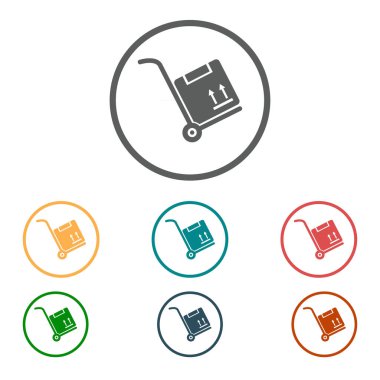 Kutuları simge kamyonla. El kamyon işareti erkek.