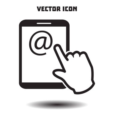 Değmek perde tablet Pc işareti simgesi. El işaretçi simgesi. Posta ekran Tablet PC.
