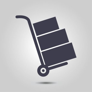 Kutuları simge kamyonla. El kamyon işareti erkek.