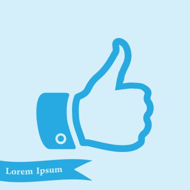 Simge gibi. El parmak tabela. Sembol başparmak. Düz tasarım stili. 