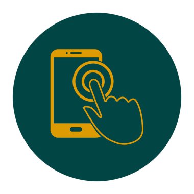Dokunmatik ekran smartphone işareti simgesi. El işaretçi simgesi. Düz tasarım stili. Vektör Eps 10.