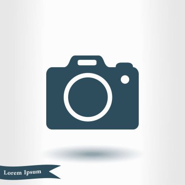 Fotoğraf makinesi simgesi. DSLR kamera simgesi. Dijital kamera. Düz tasarım biçimi. 