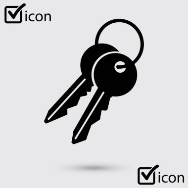 Anahtar simgesi. Kilit simgesi. Güvenlik işareti. Düz tasarım stili.