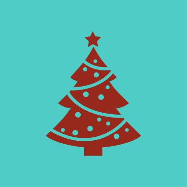 Noel Ağacı düz simgesi, vektör illüstrasyonu