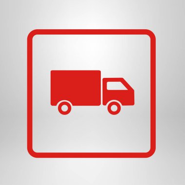Teslimat kamyonu işareti simgesi. Kargo van sembolü. Sevk irsaliyelerini ve ücretsiz teslim. Düz stil. Vektör Eps 10.