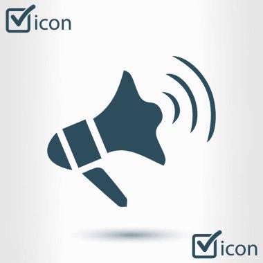 Yakında simge megafon. Hoparlör simgesi. Haberler ve acil reklamlar.