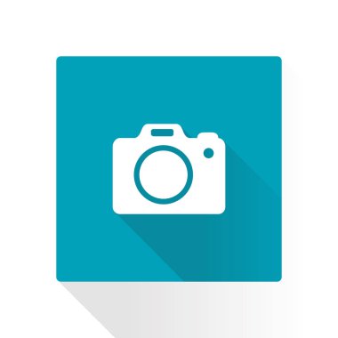 Fotoğraf makinesi simgesi. DSLR kamera simgesi. Dijital kamera. Düz tasarım biçimi. 