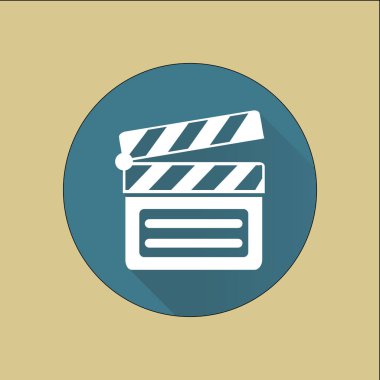 Film yapımcısı clapper kurulu simgesi. Düz tasarım stili.