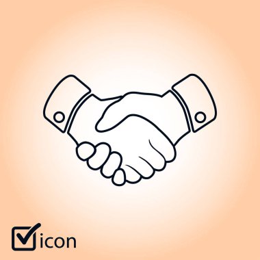 El sıkışma işareti simgesi. Başarılı iş sembolü. Düz tasarım stili.