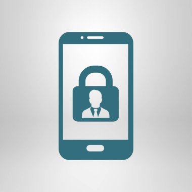 Internet güvenlik kavramı simgesi, kimlik ve koruma sembol telefon ekranında, vektör çizim 