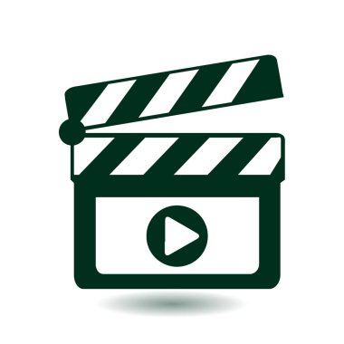 Film yapımcısı clapper kurulu simgesi. Düz tasarım stili.