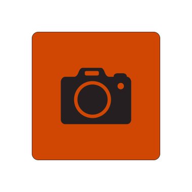 Fotoğraf makinesi simgesi. DSLR kamera simgesi. Dijital kamera. Düz tasarım biçimi. 