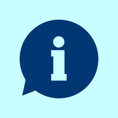 Bilgi işareti simgesi. Bilgi: konuşma balonu sembolü. Düz tasarım.