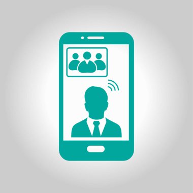 Online konferans akıllı telefon simgesi.