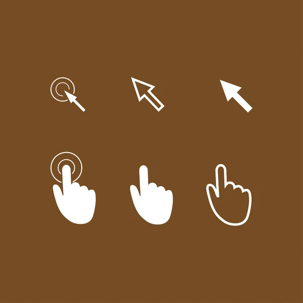 Iconos Puntero Cursor Ratón Mano Flecha Haga Clic Presionar Tocar — Vector de stock