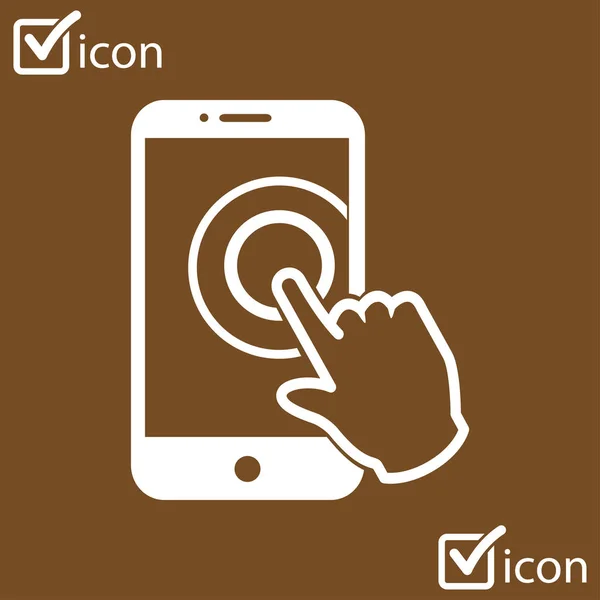 Ícone Sinal Smartphone Tela Sensível Toque Símbolo Ponteiro Estilo Design — Vetor de Stock