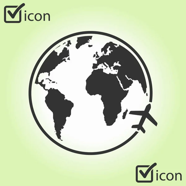 Icono Del Avión Viaje Viaje Alrededor Del Mundo — Vector de stock