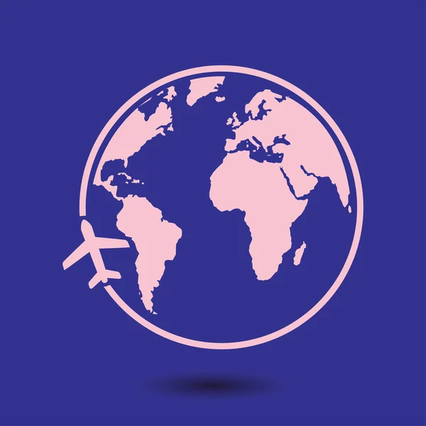 Icono Del Avión Viaje Viaje Alrededor Del Mundo — Vector de stock