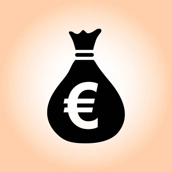 Para Çantası Ikonu Euro Para Birimi Sembolü Düz Tasarım Tarzı — Stok Vektör