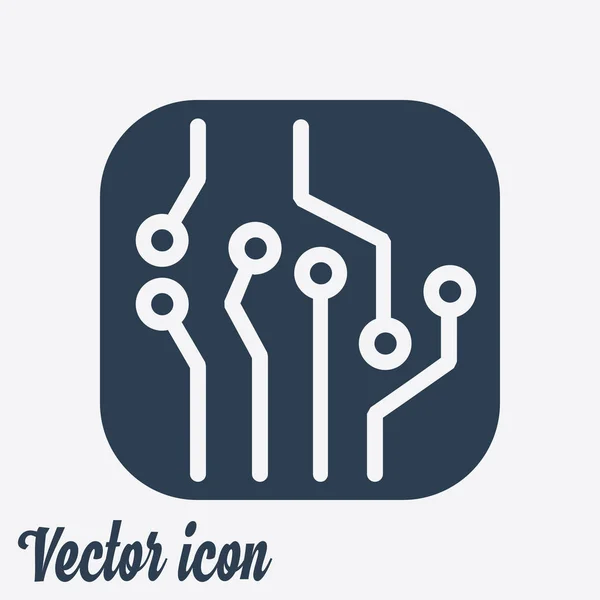 Icône Circuit Imprimé Schéma Technologique Symbole Carré Style Design Plat — Image vectorielle