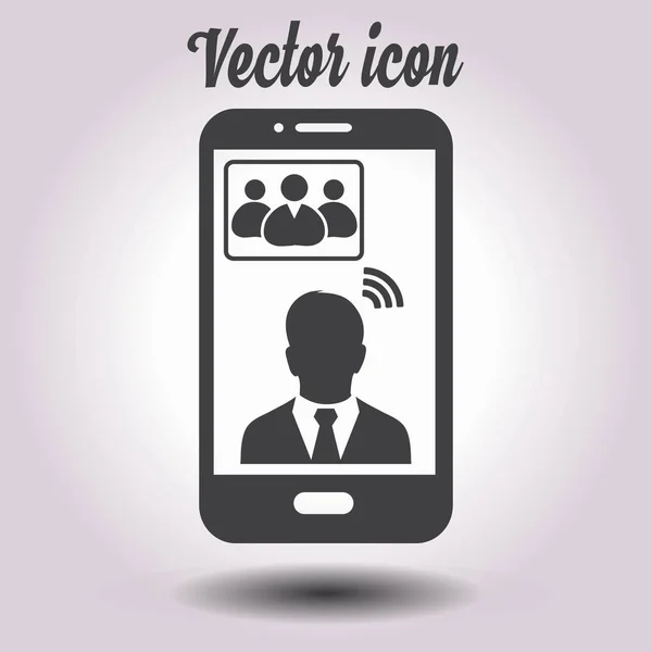 Icono Teléfono Inteligente Conferencia Línea — Vector de stock