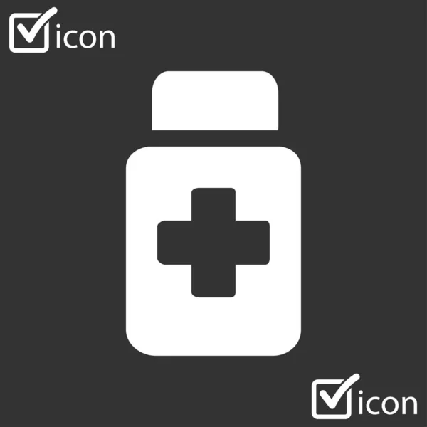 Drugs Ondertekenen Pictogram Pak Met Pillen Platte Ontwerpstijl Vector Eps — Stockvector