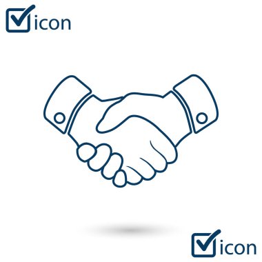 El sıkışma işareti simgesi. Başarılı iş sembolü. Düz tasarım stili.