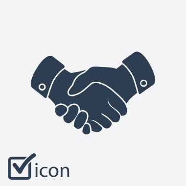 El sıkışma işareti simgesi. Başarılı iş sembolü. Düz tasarım stili.