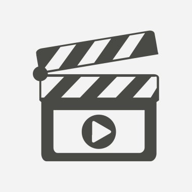 Film yapımcısı clapper kurulu simgesi. Düz tasarım stili.