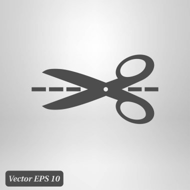 Makas ile kesme hatları simgesi.