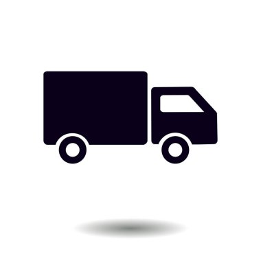 Teslimat kamyonu işareti simgesi. Kargo van sembolü. Sevk irsaliyelerini ve ücretsiz teslim. Düz stil. Vektör Eps 10.