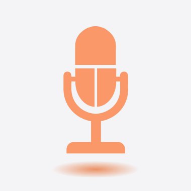 Mikrofon simgesi. Sözcü sembolü. Canlı müzik işareti. Düz tasarım tarzı. Vektör EPS 10.