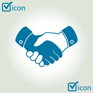 El sıkışma işareti simgesi. Başarılı iş sembolü. Düz tasarım stili.