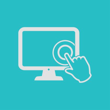 Ekran monitör simgeye dokunun. El işaretçi simgesi.