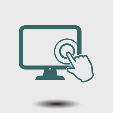 Ekran monitör simgeye dokunun. El işaretçi simgesi.