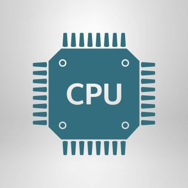 Devre kartı simgesi. Teknoloji düzeni kare simgesi. Düz tasarım stili.