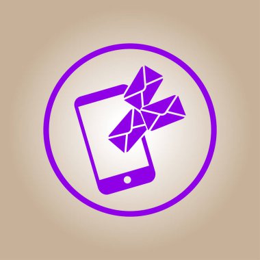 Akıllı telefon e- postası veya SMS simgesi. Mobil posta imzası simgesi.