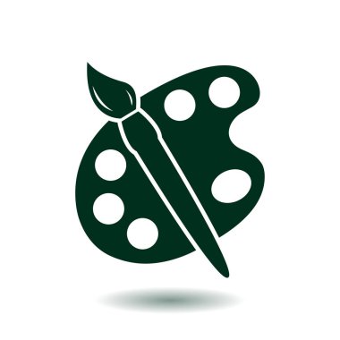 Boya fırça paleti simgesi ile. Düz tasarım stili.