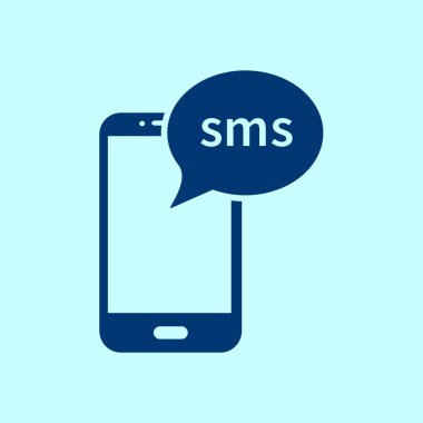 Akıllı telefon e- postası veya SMS simgesi. Mobil posta imzası simgesi.