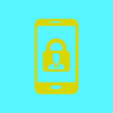 Internet güvenlik kavramı simgesi, kimlik ve koruma sembol telefon ekranında, vektör çizim 