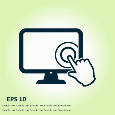 Ekran monitör simgeye dokunun. El işaretçi simgesi.