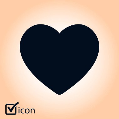 Sevgililer günü, düz kalp simgesi, vektör çizim 