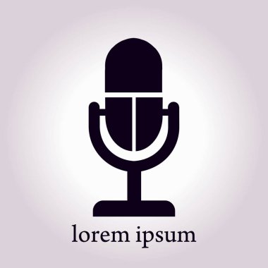 Mikrofon simgesi. Sözcü sembolü. Canlı müzik işareti. Düz tasarım tarzı. Vektör EPS 10.