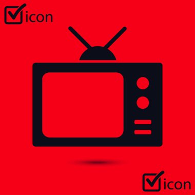 TV simgesi. Düz tasarım stili. Simge kitle iletişim araçları.  